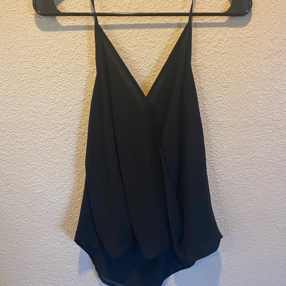 Black open back tank top